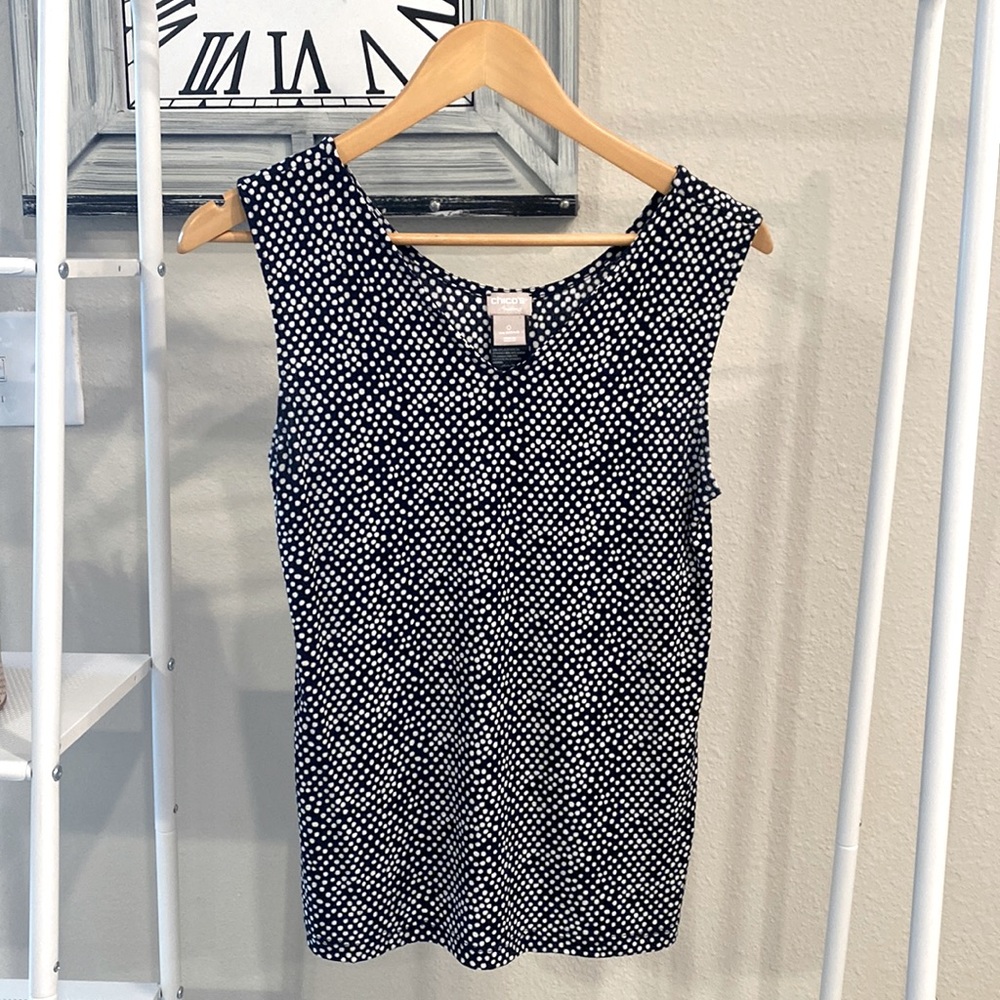 Chicos tank top in size 0. Black and white design